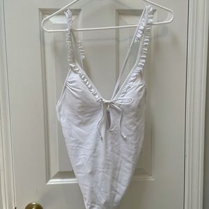 Target white ruffle cheeky one piece swimsuit